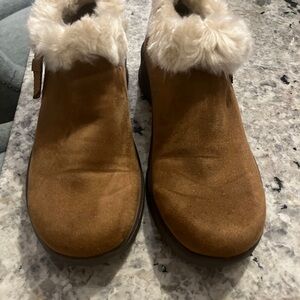 Women's Brown Suede Zees Ankle Boots with Faux Fur Lining